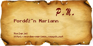 Pordán Mariann névjegykártya