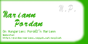 mariann pordan business card